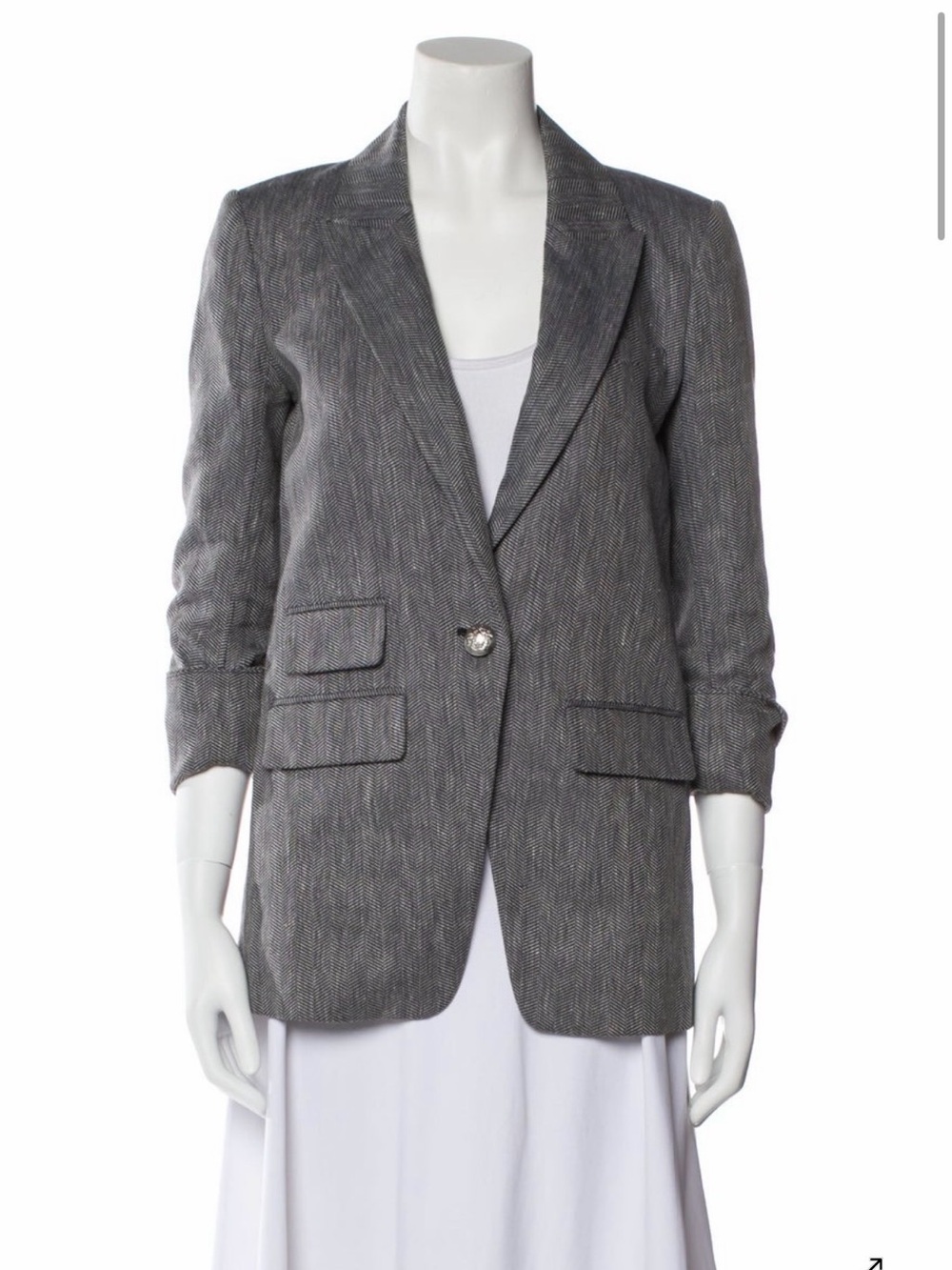 Veronica Beard Navy cream Single-Button Notch Lapel Blazer